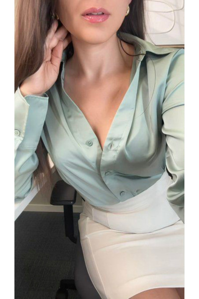 Clothes Fast Women's Satin Shirt Long Sleeve Classic Stylish Office Daily Shi...