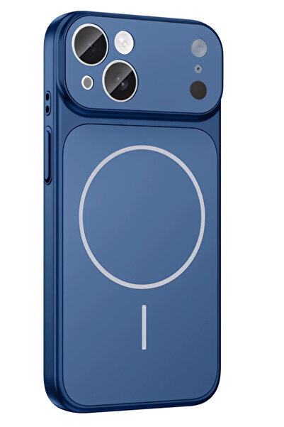 Caseji İphone 13/14 Uyumlu 17 PRO Görünümlü AG Cam Kamera Lensli Magsafe Dest...