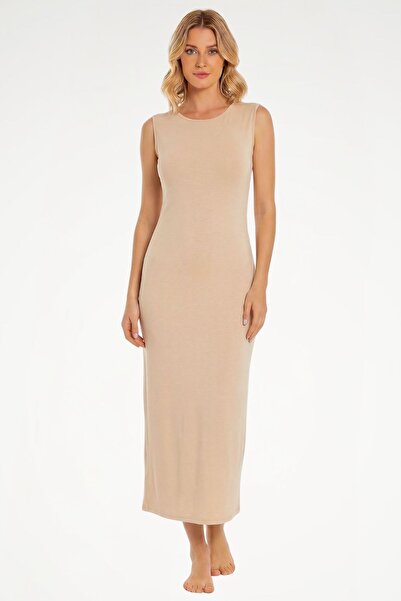 Newteam Γυναικείο φόρεμα Μπαμπού με λαιμόκοψη O και μακριά μανίκια - Πολύ απα...