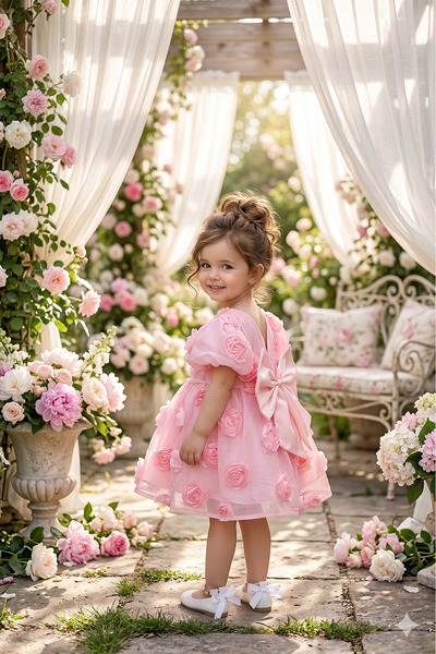 ALYRA Bebeluş Fetiţă Copil Fetiţă Mânecă Scurtă Detaliu Spate Fundă Zi Specia...