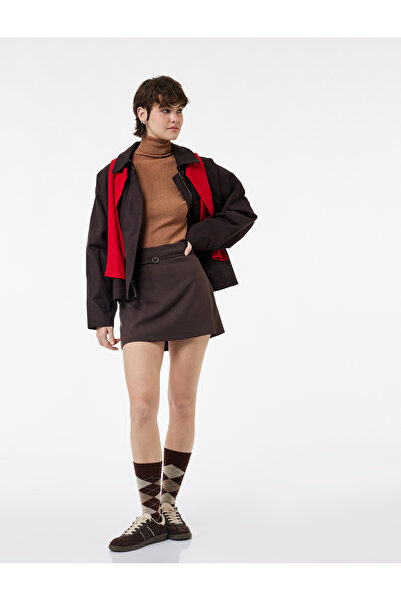 Koton Μίνι σορτς φούστα από μείγμα βισκόζης με λεπτομέρεια ζώνης