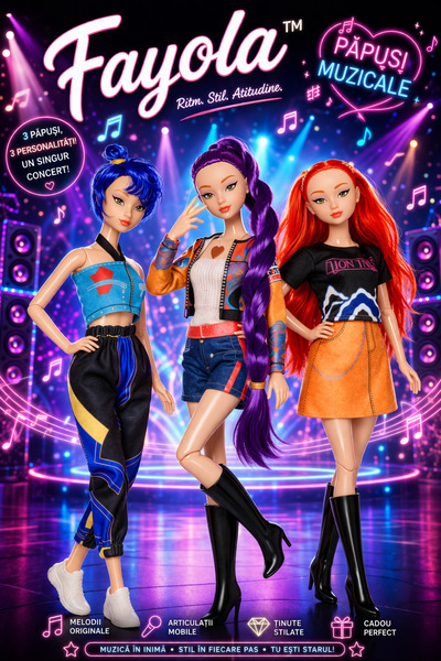 Fayola Σετ 3 Μουσικών Κούκλων - ΤΕΛΕΙΟ ΔΩΡΟ KPOP - Demon Hunter Musical - 32 εκ.