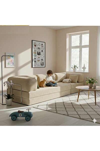 HEREV K300X100 KÖŞE KOLTUK TAKIMI YIKANABİLİR KADİFE KUMAŞLI MODÜLER KÖŞE TAKIMI