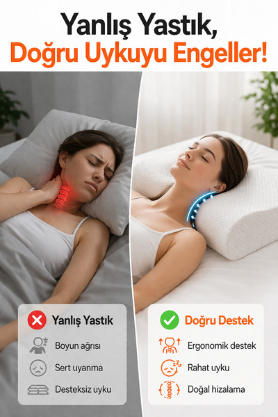 KIRLENT EV Ορθοπεδικό Visco Pillow Κήλη Λαιμού Ισιωτικό Λαιμού Πολυτελές Ορθο...