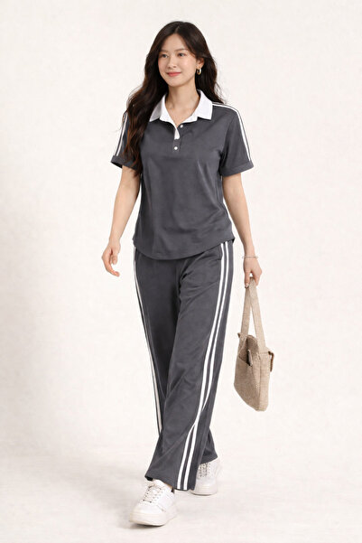 Velista Γυναικείο σετ φόρμας από ύφασμα Modal με λεπτομέρεια ρίγες στο λαιμό ...