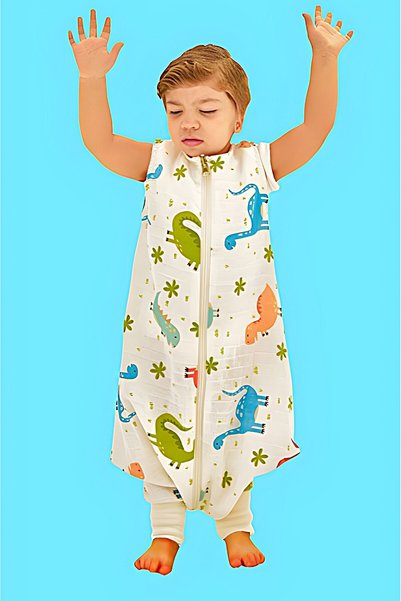 Happystore Summer Muslin Sleeping Bag 100% Cotton Muslin Dinosaur Children Baby Sleeping Bag
