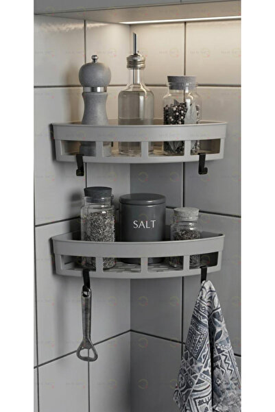 MAİN SHOP Ράφι κουζίνας και μπάνιου με αυτοκόλλητο 2 τεμάχια, σαμπουάν, τζελ ...