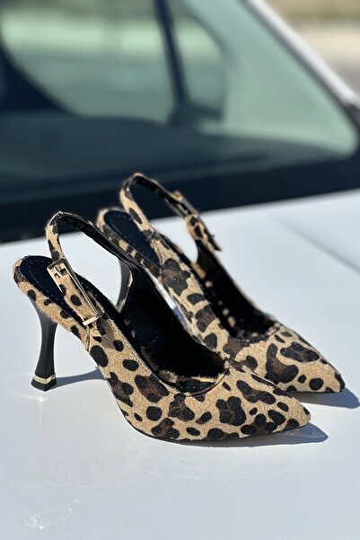 topuksarayı Tao leopar desenli silingblack sivri burun ince topuk kadın topuk...