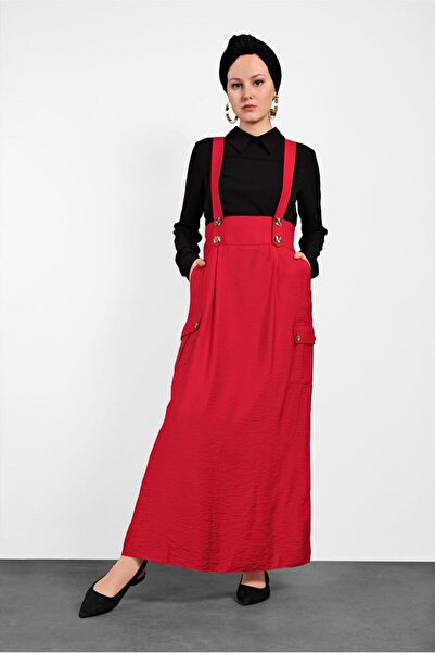 Alvina Buttoned and Pocket Detailed Skirt Salopet 4478