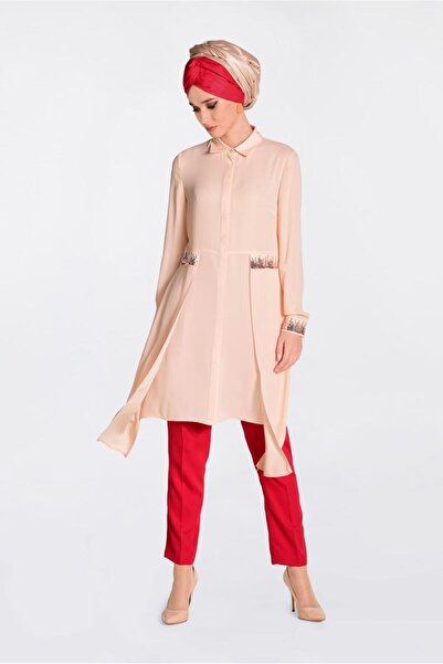 Alvina تونيك شيفون غير متماثل بتفاصيل PUL PAYET 4077-1