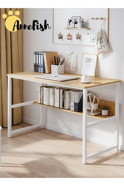 AnneFish 100/120cm Computer Desk Home Office Writing Study Desk Simple Style ...