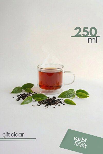 Varbifırsat Double-walled glass mug 250 ml – heat-resistant clear coffee cup