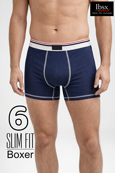 IBSX Premium Men's Boxer Set - 6-Piece Navy Blue Combed Cotton, Lycra, Elasti...