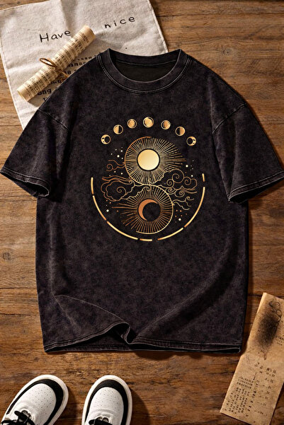 ship master Γυναικείο καλοκαιρινό μπλουζάκι με στάμπα Sun Moon Butterfly, ρετ...