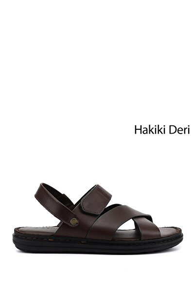 GÖNDERİ(R) Ανδρικά πέδιλα Comfort από γνήσιο καφέ καφέ