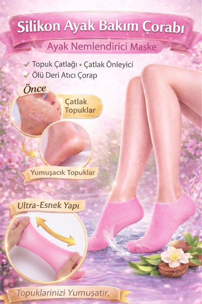 Bunyon Silikon Ayak Bakım Çorabı Ayak Nemlendirici Maske Topuk Çatlağı Çatlak...