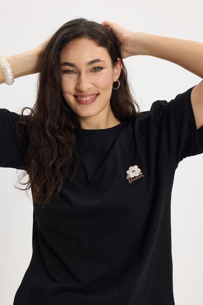 Tudors Γυναικεία μπλούζα με φαρδιά γραμμή, 100% βαμβακερή, με κοντό μανίκι κα...