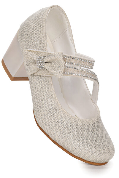 Kiko Kids Aisha Sand Silvery Daily Pantofi de seara pentru fete cu toc de 4 cm