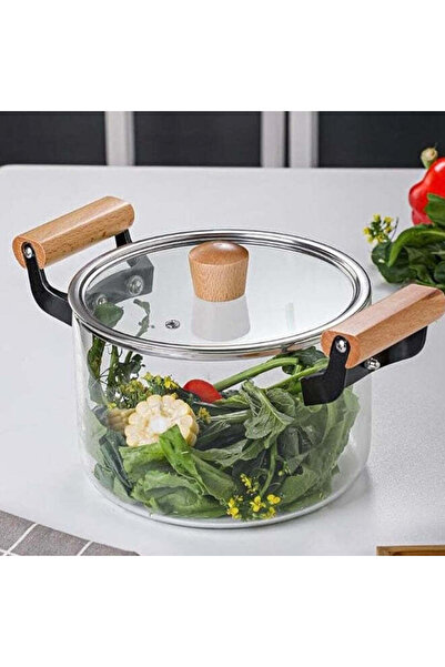 dealshopromania Κατσαρόλα από βοριοπυριτικό γυαλί 3,5 λίτρων με καπάκι - ανθε...