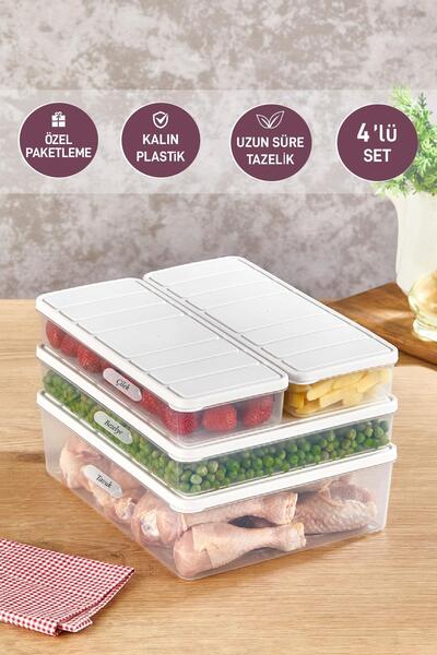 SELKA HOME 4'lü Set Nora Organizer Buzdolabı Buzluk Düzenleyici Saklama Kabı(...