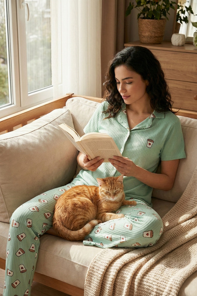 Lela Regular Fit Shirt Collar Short Sleeve Pajama Set Pajama Set 65740102