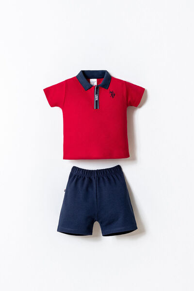 U.S. Polo Assn. Baby Boy Red Shorts Set