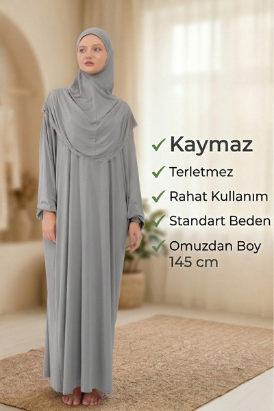 Sonbaharmoda Φόρεμα προσευχής Hijab Cotton Lace - Με μαντίλα, Ολόσωμο, Χτενισ...