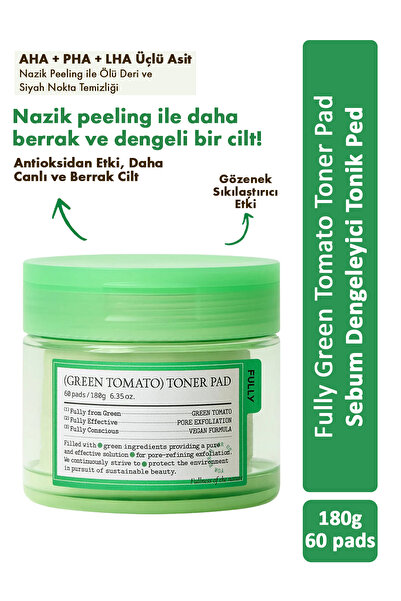 FULLY Green Tomato Toner Pad / Yeşil Domates Sebum Dengeleyici Tonik Ped
