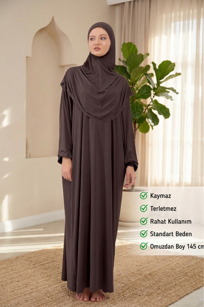 Sonbaharmoda Γυναικείο φόρεμα προσευχής Hijab από βαμβακερό χτενισμένο ύφασμα...