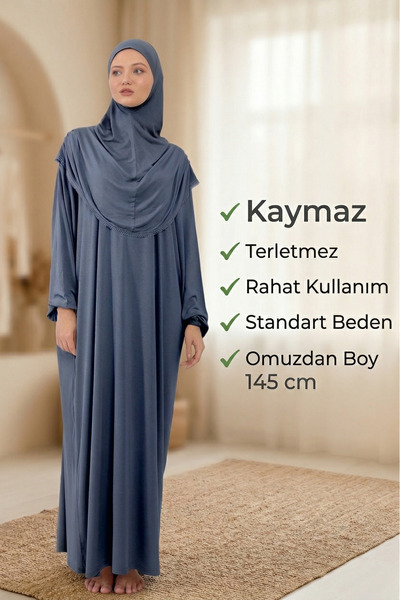 Sonbaharmoda Φόρεμα προσευχής Hijab Cotton Lace - Με μαντίλα, Ολόσωμο, Χτενισ...