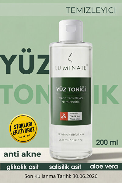 Luminate Yüz Toniği Glikolik Salisilik Asit Siyah Nokta Karşıtı Yağlı ve Karm...