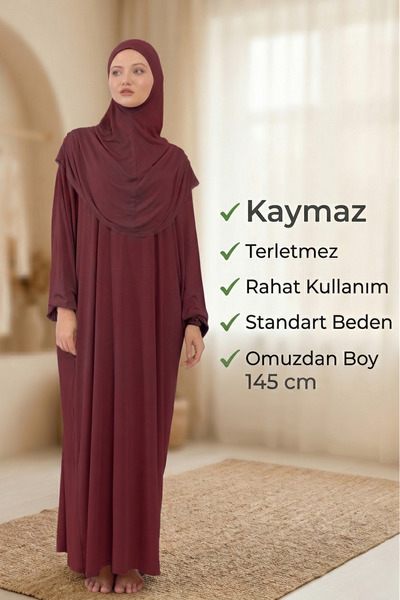 Sonbaharmoda Γυναικείο φόρεμα προσευχής Hijab από βαμβακερό χτενισμένο ύφασμα...