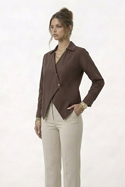 VAGGON Cross-Closure Detailed Long Sleeve Blouse