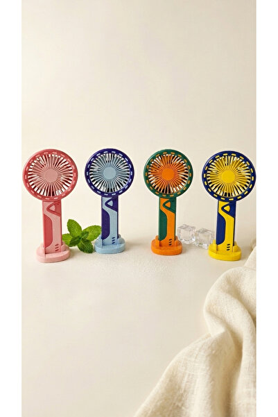 PORLİSMA Renkli Mini El Fanı, Taşınabilir Kompakt Tasarım USB Şarjlı Güçlü So...