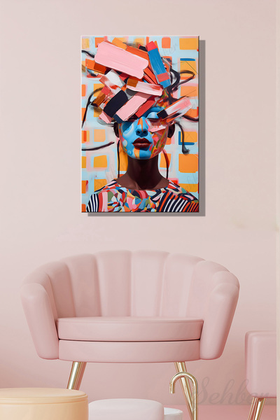 Şehber Duvar Tablosu Dikey Kanvas Tekli Kuaför Güzellik Salonu Makyaj Pop-Art...
