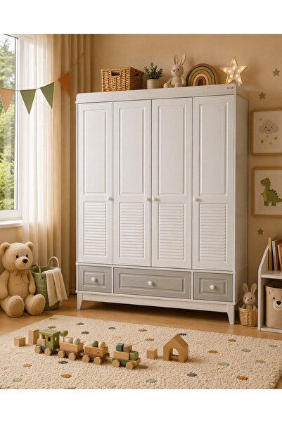 Cozibo Lorena 4 Kapılı Dolap, Bebek ve Genç Odası Dolap