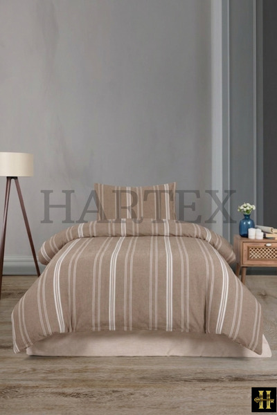 Soft Cotton Tek Kişilik Çarşaflı Kahverengi Nevresim Takımı