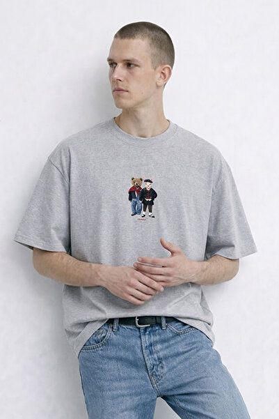 MATERIAL Ανδρικό μπλουζάκι Bear&Rabbit με στάμπα, καλοκαιρινό, χαλαρό, μεσαίο...