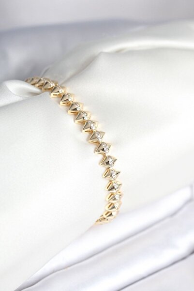 Generic Brand Brass Gold Color Zircon Stone Baklava Model Women's Bracelet - ...