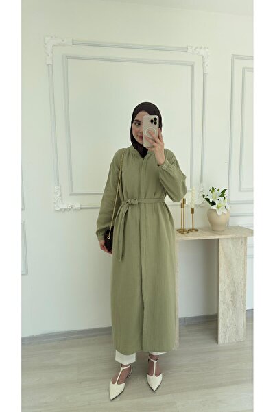 Molly Nelly Γυναικείο μακρύ καλοκαιρινό μουσελίνα λεπτό παλτό