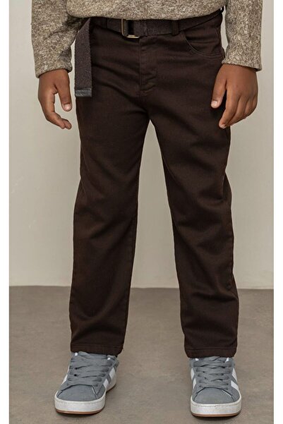 Alin Alp 2-14 Yaş Erkek Çocuk Kahverengi Gabardin Kemerli Şık Pantolon-10/11 Y