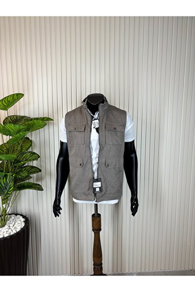 DYNAMO سترة صياد الكتان القطنية متعددة الجيوب للرجال