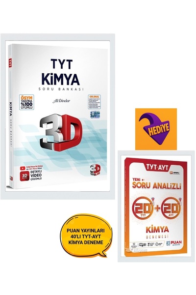 3D Yayınları Tyt Kimya Soru Bankası 2025 2026 Güncellenmiş Baskı 3 Adet Hediy...