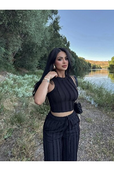 aytenli Σετ με τούφες με ελαστικό κορδόνι στο λαιμό, ελαστικό παντελόνι με τσ...