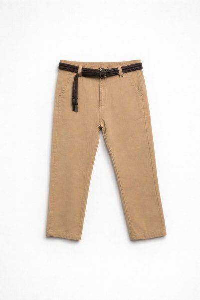 Alin Alp 5-16 Years Old Boys' Beige Knitted Belted Trousers-9/10 Y