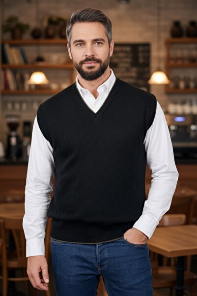 Kamalı Erkek Siyah Tüylenme Yapmayan Anti Pilling Kumaş Standart Fit Normal K...