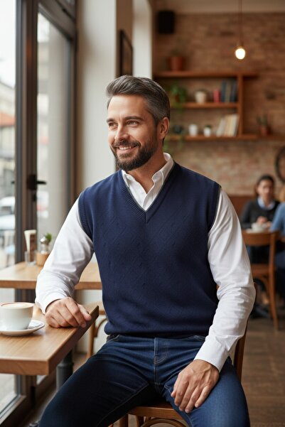 Kamalı Ανδρικό πουλόβερ με λαιμόκοψη σε σχήμα V, που δεν συρρικνώνεται, αντιπ...