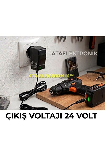 ATAELEKTRONİK 24v 1000ma Matkap Şarj Adaptörü 5.5x2.1mm Şarj Adaptörü 24 Volt...