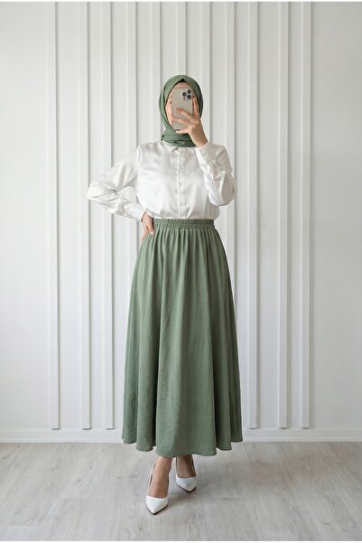 MİHRA STORE Melista Διπλή Φούστα με Τσέπες σε Σχέδιο Φράουλας - MT7902 Μέντα