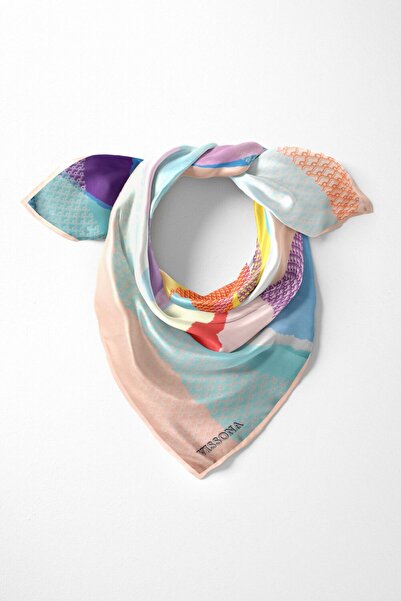 Vissona %100 İpek Kadın Desenli Bandana 80x80